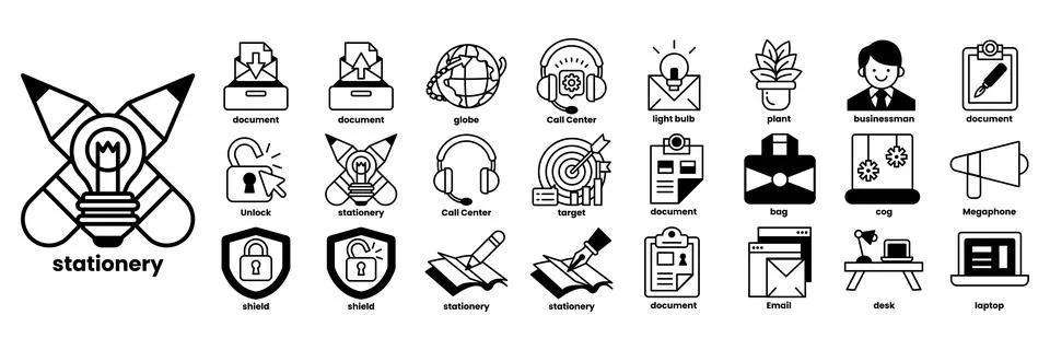 A set of icons for a computer program Stock Illustration