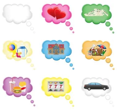 Set icons concept of a dream in the cloud vector illustration Illustrazione stock