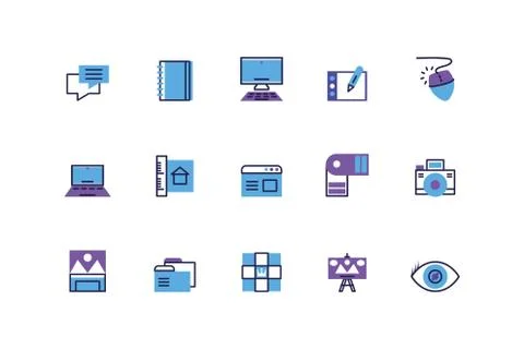 Set of icons of creativity on white background Stock Illustration