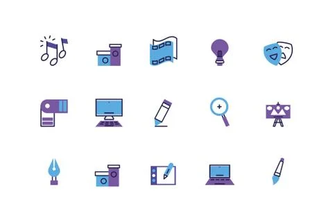 Set of icons of creativity on white background Stock Illustration