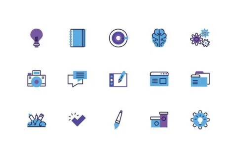 Set of icons of creativity on white background Stock Illustration