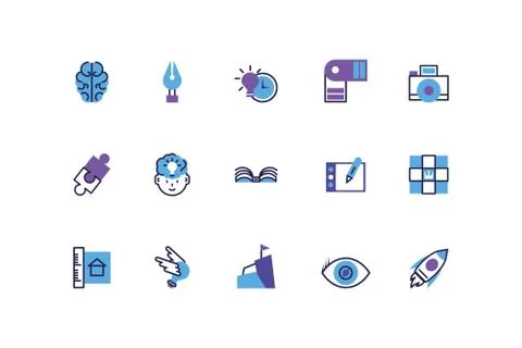 Set of icons of creativity on white background Stock Illustration