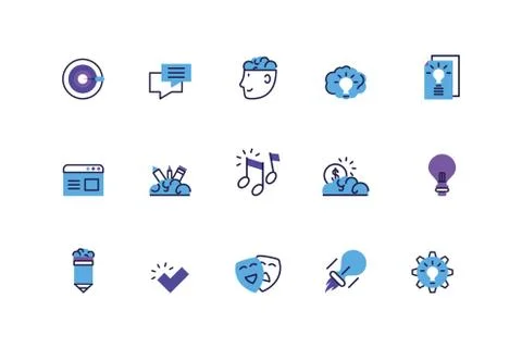 Set of icons of creativity on white background Stock Illustration