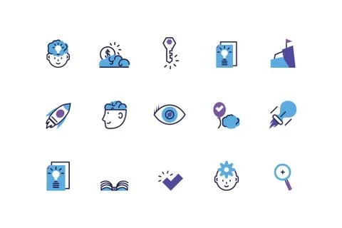 Set of icons of creativity on white background Stock Illustration