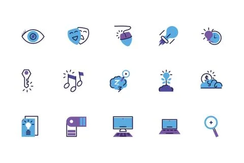 Set of icons of creativity on white background Stock Illustration