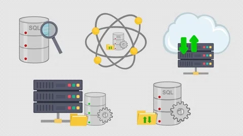 Set icons data base animation Stock Footage 348938398