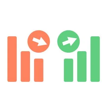 A set of icons for decreasing and increasing bar graphs. Analysis chart. Ve.. Stock Illustration