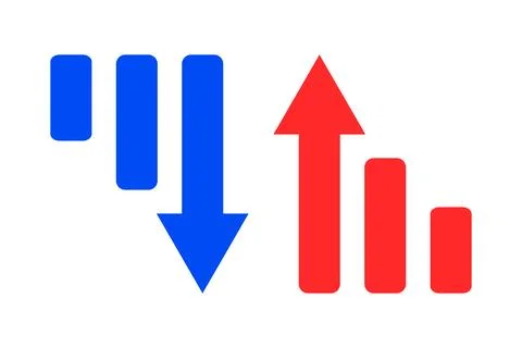 A set of icons for a decreasing bar graph and a rising bar graph. Vectors. Stock Illustration