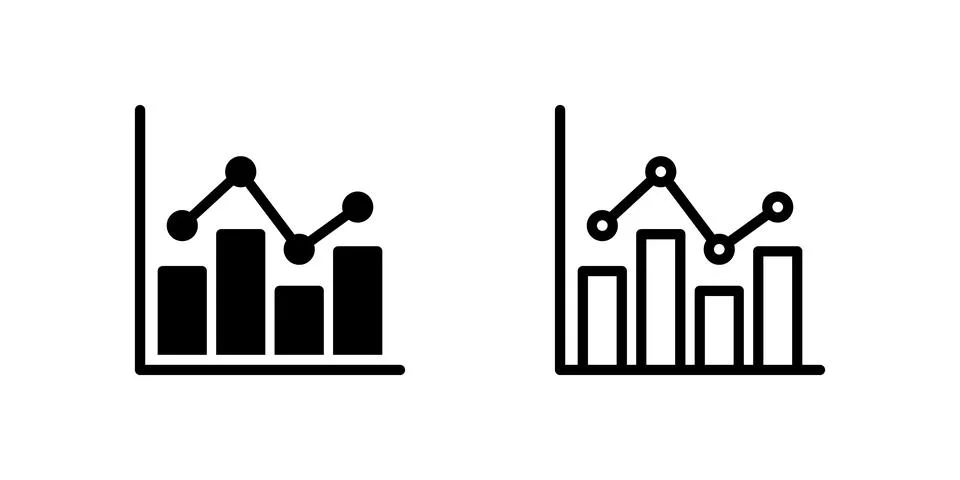 A set of icons depicting data analysis, business growth, and statistical gr.. Stock Illustration