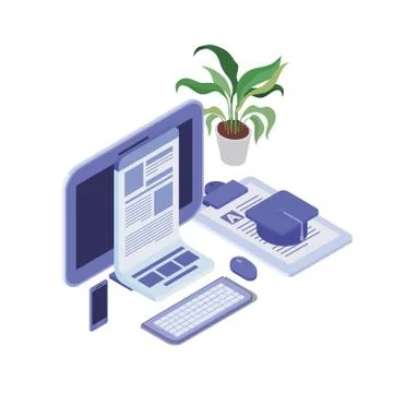 Set of icons with desktop computer screen Illustrazione stock