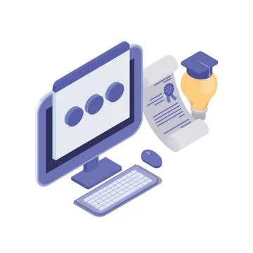 Set of icons with desktop computer screen Illustrazione stock