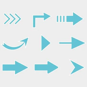 Set icons of different arrows. Vector illustration eps 10 Stock Illustration