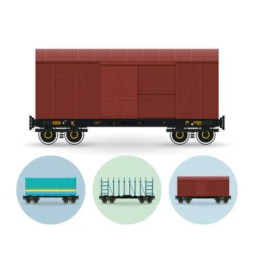 Set of icons of different types of freight cars 스톡 일러스트