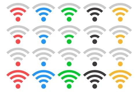 A set of icons for different Wi-Fi signal levels. Vector. Stock Illustration