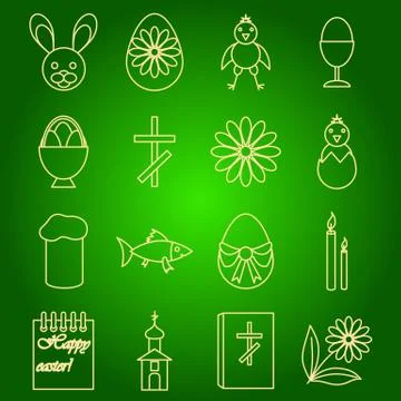 A set of icons of Easter symbols Stock Illustration