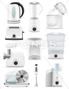 Set icons electrical appliances for the kitchen vector illustration Stock Illustration