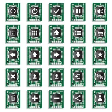 Set of icons on the electronic theme. Stock Illustration