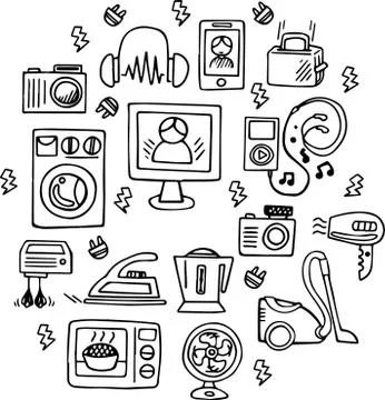 Set of icons elements black and white vector-eps Stock Illustration