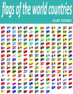 Set icons flags of the world countries flat icons Illustrazione stock
