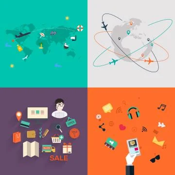 Set of icons. Flat Design. Stock Illustration