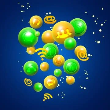 Set of icons flying in multi-colored the balls Stock-Illustration