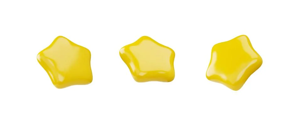 A set of icons in the form of three 3D gold five-pointed stars. 스톡 일러스트