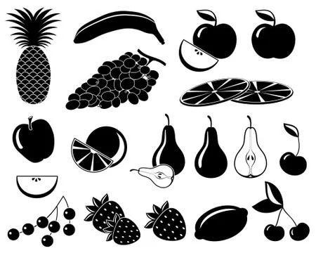 Set icons of fruit Stock Illustration