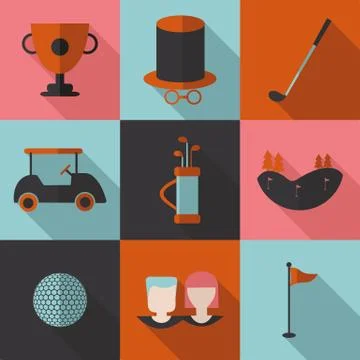 Set  icons  Golf. Stock Illustration
