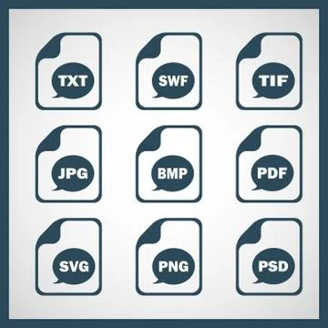 Set of icons indicating the digital formats Stock Illustration