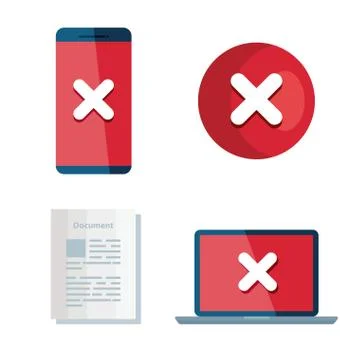 Set of icons insecurity and technology error Stock Illustration