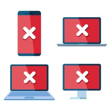 Set of icons insecurity and technology error Illustrazione stock