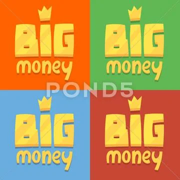 Set of icons labeled big money Stock Illustration