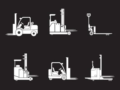 Set icons of loader equipment isolated on white. Vector illustration Stock Illustration