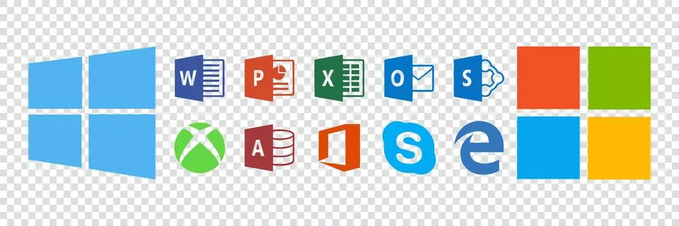 Set icons Microsoft Office. Microsoft business basic applications icon Stock Illustration