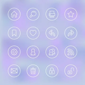 Set of icons for mobile app ui, transparent clear Stock Illustration