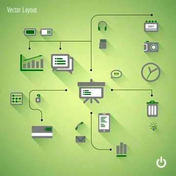 Set Of Icons - modern flat design with long shadow 스톡 일러스트