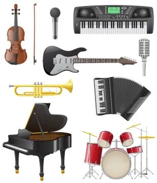 Set icons of musical instruments vector illustration Stock Illustration