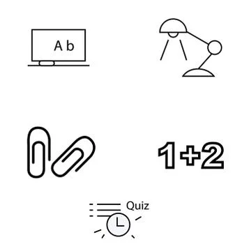 Set of icons for online learning on a white background. Vector illustration. Stock Illustration