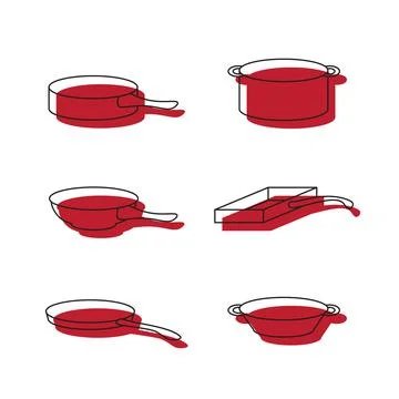 Set of icons of pans for the kitchen. 스톡 일러스트