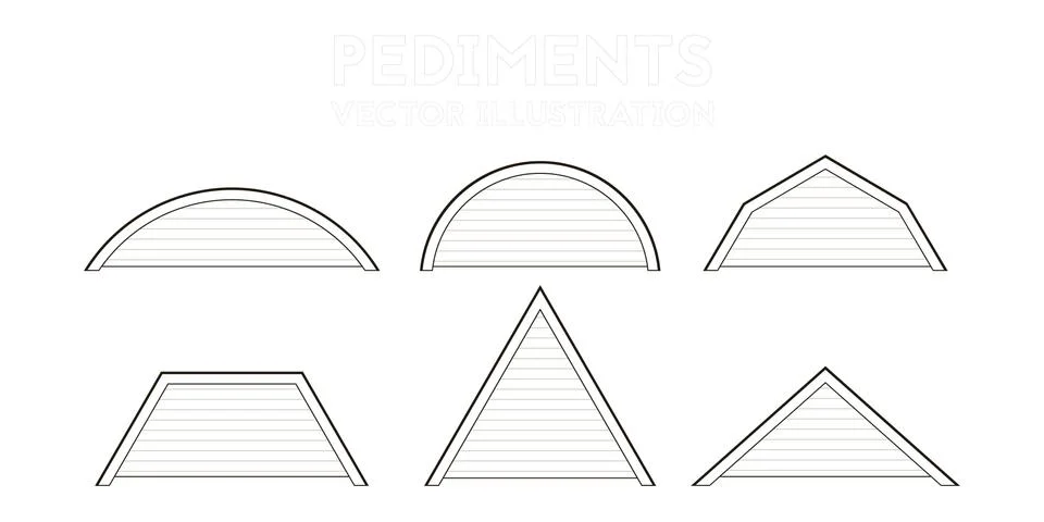 Set of icons of the pediments. Stock Illustration