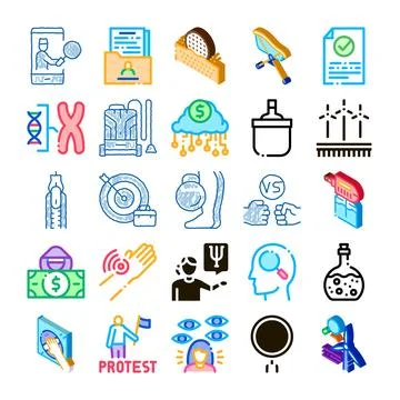 Set of icons presenting research, science, and technology Stockillustratie