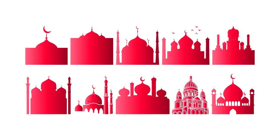 Set of icons ramadan islamic elements silhouette イラスト素材