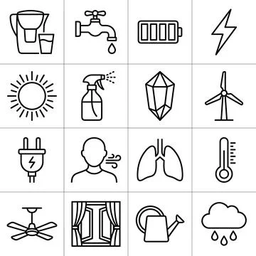 Set of Icons Representing Environmental Concepts and Sustainability. Illustrazione stock