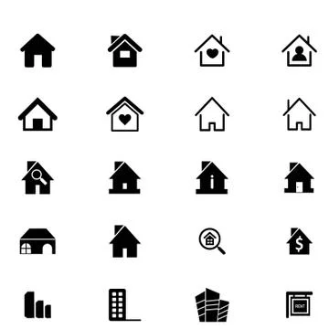 Set icons representing house Vector Illustration. House and home simple symbols Stock Illustration