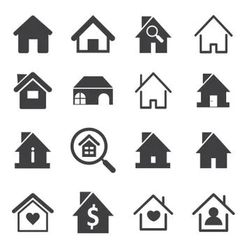 Set icons representing house Vector Illustration. House and home simple symbols Stock Illustration