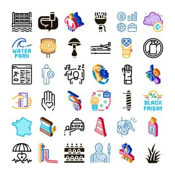Set of icons representing various concepts and themes Stock-Illustration