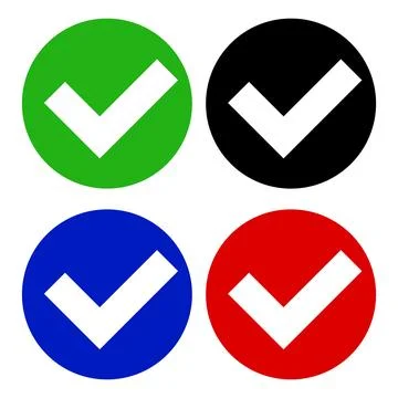A set of icons with a round check mark. Fix and decide. Vectors. Stock Illustration