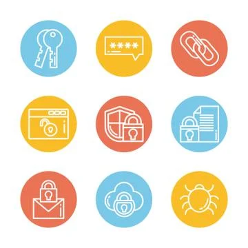 Set of icons security, block and flat style icon 스톡 일러스트