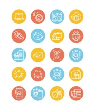 Set of icons security, block and flat style icon Stock Illustration