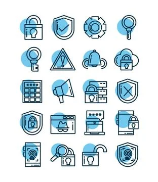 Set of icons security, line style icon Illustrazione stock
